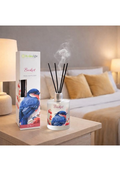 Buket Reed Diffuser Oda Kokusu 50 Ml, Çubuklu Ortam Kokulandırıcı, Uzun Süre Kalıcı Ev Ofis Banyo Salon Koku Difüzörü, Dekoratif Cam Şişe Aromaterapi Ev Parfümü Diğer