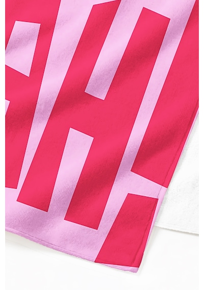 Yazı Temalı Pembe Plaj Havlusu - Minimalist Fuşya Tipografik Havuz Deniz Banyo Sahil Örtüsü Dalgın Yakamoz