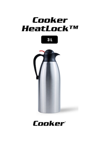 Cooker Heatlock 3 Litre Paslanmaz Çelik Büyük Boy Termos Ckr2116 Gümüş