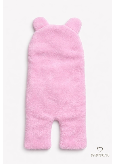 Babyden's 0-12 Ay Welsoft Peluş Bebek Dış Kundak Uyku Tulumu Ayıcık Kulaklı İçi %100 Pamuk Astarlı Battaniye Pembe