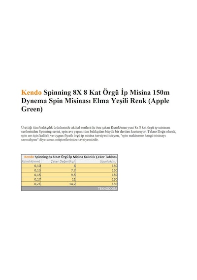 Kendo 150M Spinning 8X 8 Kat Örgü Ip Misina Dynema Spin Misinası