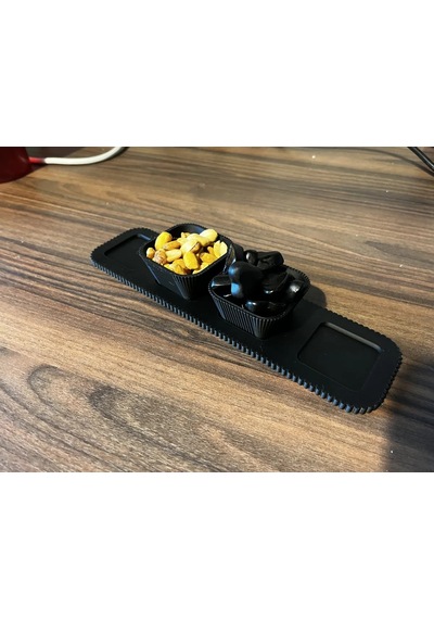 Vaveni 3d Baskı Kaseli Çerezlik Sunum Tepsisi Çizgili Kaseli Atıştırmalık Seti Ceviz Ve Kuruyemiş Tabağı Siyah Arz