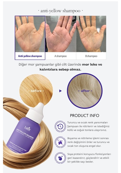 Lador Renk Eşitleyici ve Koruyucu Turunculaşma Karşıtı Mor Şampuan LADOR Yellow Shampoo 300 ML