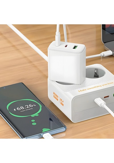 2500w 2 Li Akım Korumalı Priz + 30w Pd Type-c Hızlı Şarj 2 Ac + 3 Usb Çoklu Masaüstü Şarj İstasyonu 2