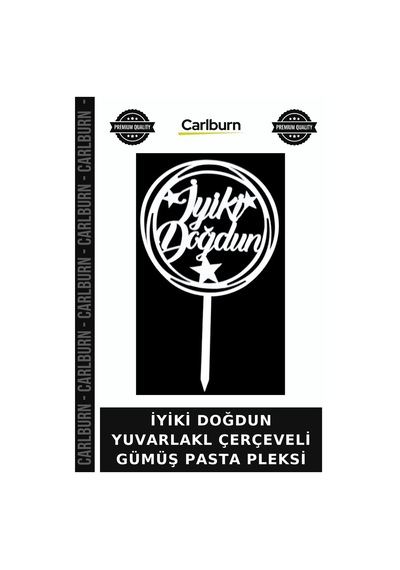 Delux Serisi İyiki Doğdun Yuvarlakl Çerçeveli Gümüş Pasta Pleksi Etkinlik Kutlama Süsleri Parti +3