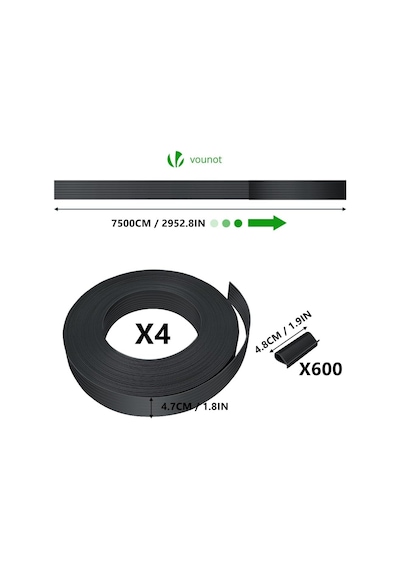Pvc Gizlilik Şeritleri Bahçe Gizlilik Çiti Ekranı 300m X 4,7cm Güverte, Veranda, Balkon İçin 600 Klipsli Çift Çubuklu Paspaslar, Siyah