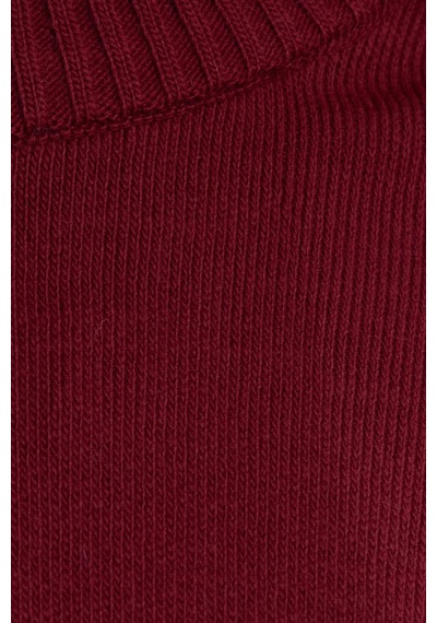 Tudors Kadın Oversize Geniş Kesim Bisiklet Yaka Bordo Kazak-41709