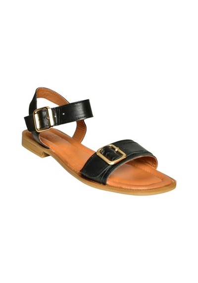 Fox Shoes U944834003 Siyah Hakiki Deri Kadın Sandalet Siyah-hakiki Deri