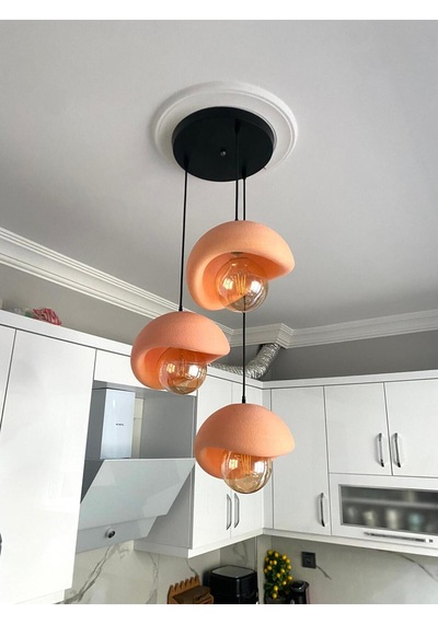 Beton Görünümlü Modern Şık İskandinav Tarz 3 Başlıklı Avize 25cm Ampul Dahil Değildir Nestvibe Pembe