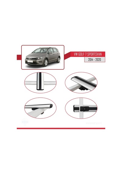 Volkswagen Golf 7 Sportsvan 2014-2020 Arası İle Uyumlu Basic Model Ara Atkı Tavan Barı Gri 3 Adet