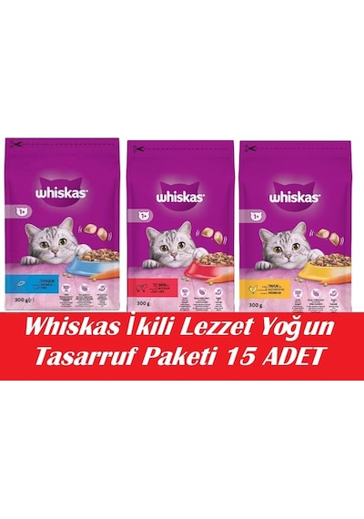 Whiskas İkili Lezzet Yoğun Tasarruf Paketi 15 Adet