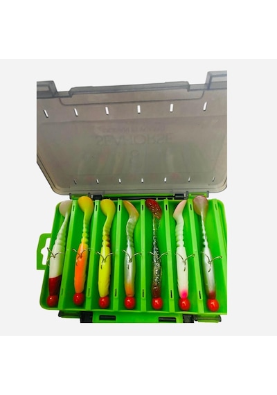 Captain Style Soft 10cm 22gr Turna Mix Set Çift Traflı 14 Gözlü Kutu 7ad Silikon Yapay Yem