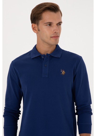 U.S. Polo Assn. Erkek Regular Fit Polo Yaka İndigo Basic Sweatshirt 50313772-VR028
