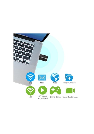 Schulzz Comfast 1300 Mbps USB Mini Wi-Fi Adaptörü Rtl811 5Ghz Kabl