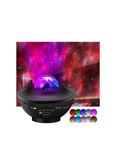 Starry Projektör Light Galaksi Lazer Disco Topu Bluetooht Ses Bombası Gece Lambası Siyah