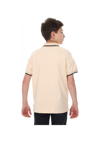 Toontoy Kids Toontoy Erkek Çocuk Polo Yaka Kolu Baskılı Tişört Bej
