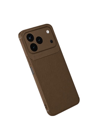 Tecno Spark 50 4g Kılıf Karbon Silikon Case Kahverengi