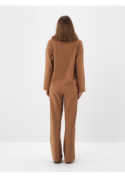 Xint Camel Pamuk Dokulu Oversize Sweat Pantolon 470456