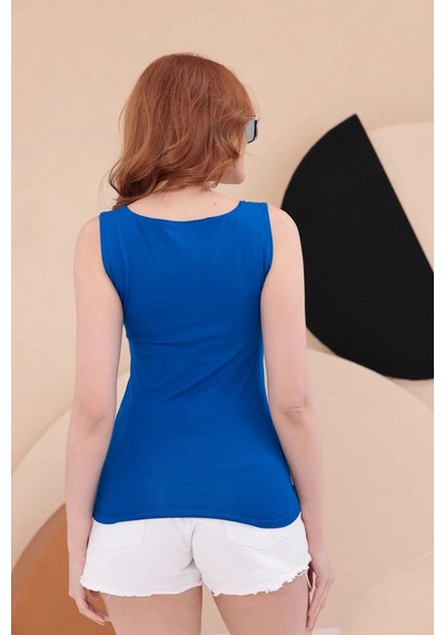 Bbbutikbasic Kare Yaka Esnek Atlet Bluz Hkn34 Mavi