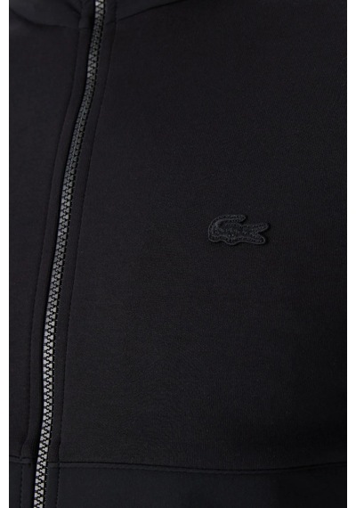 Lacoste Men's Full Zip Hoodie Sweatshirt Erkek Kapüşonlu Tam Fermuar Sweatshirt Siyah Siyah