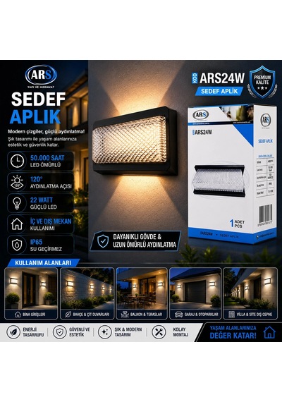 Ip66 50.000 Saat Led Ömrü 22w Led Aplik Duvar Lambası Ars-348953 5580 Çok Renkli