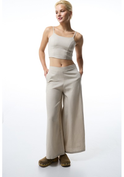 Penti Taş Rengi Luna Keten Crop Top Üst