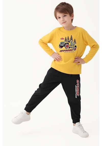 Fyk Kids Erkek Çocuk Baskılı Alt-üst Takım Sarı