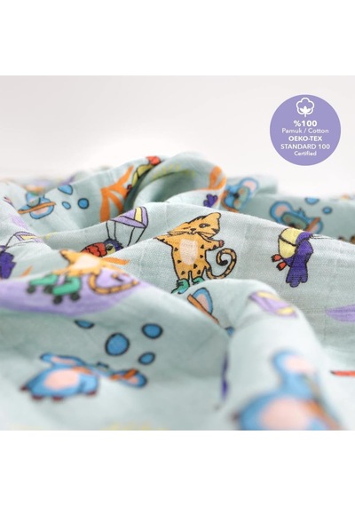 Milk&moo 2li Jungle Friends Müslin Örtü 100x130 Cm