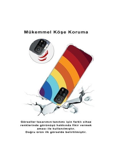 Xiaomi Redmi 10a Köşe Korumalı Antişok Kapak Renk Cümbüşü Tasarımlı Şeffaf Silikon Kılıf
