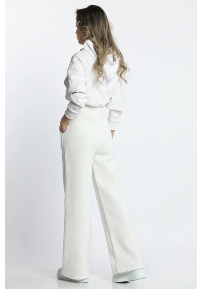 Gugus Kadın Trend Bol Paça Modal Kumaş Eşofman Altı Çift Cepli Wide Leg KREM