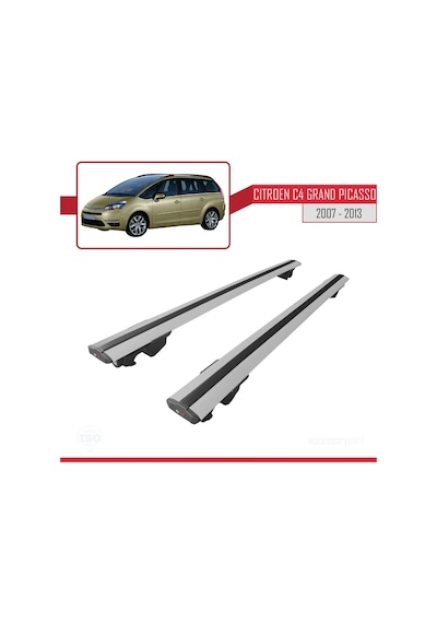 Citroen C4 Grand Picasso 2007-2013 Arası İle Uyumlu Hook Model Anahtar Kilitli Ara Atkı Tavan Barı Gri