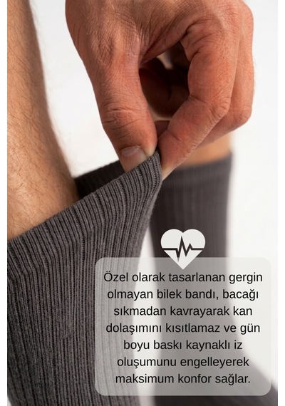 Socketta 6'lı Modal Şeker Diyabetik Lastiksiz Dikişsiz Sıkmayan Füme Soket Çorap Gri
