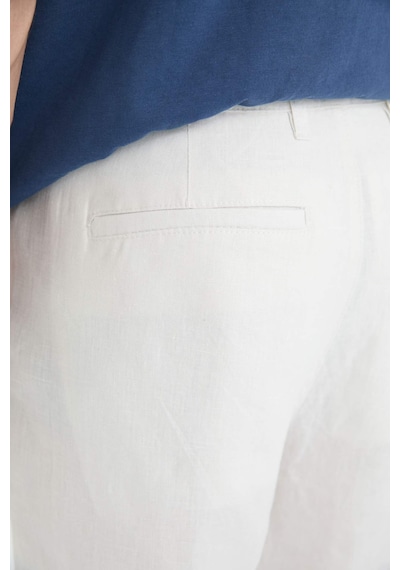 Defacto %100 Keten Regular Fit Yazlık Bermuda Şort D9931ax25smwt33 Beyaz