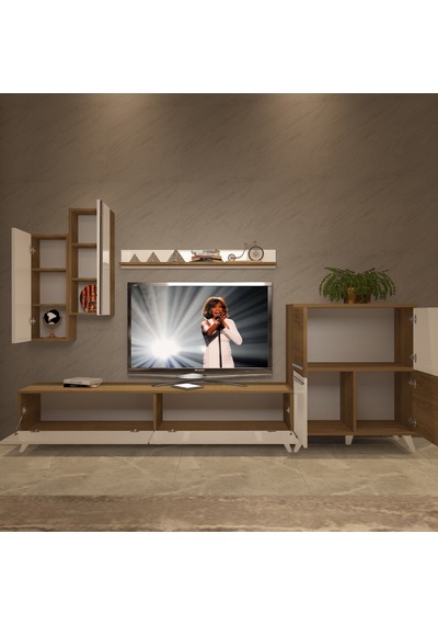 Decoraktiv Eko 6 Mdf Std Retro Tv Ünitesi Tv Sehpası Pera - Beyaz