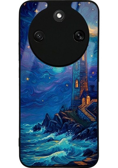Honor Magic 8 Lite 5g Kılıf Kamera Korumalı Desenli Luxury Portrait Painting Lusi Kapak Deniz Feneri