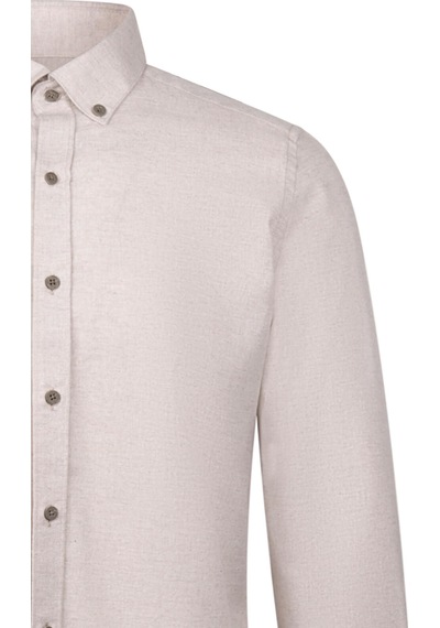 Hatemoğlu Bej Slim Fit Uzun Kollu Düğmeli Yaka Pamuklu Gömlek 24d190000051 006 1852643 Bej