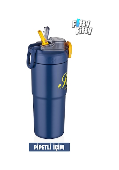 Vagonlife 2'li Çelik Termos-kahve Bardağı Seti 750ml Çift Kullanım Termos//450ml Mug Kahve Bardağı Lacivert