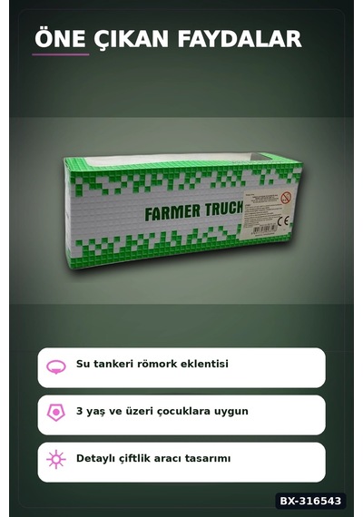 Römorklu Oyuncak Traktör Modeli - Çocuklar İçin Çiftlik Aracı Oyun Seti Bx-316543