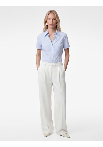 Koton Slim Fit Klasik Yaka Kısa Kollu Çizgili Poplin Gömlek Mavi Çizgili 6sak60022uw Antrasit