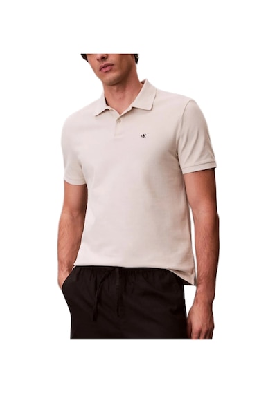 Calvin Klein Lv040em269 Ss Monogram Pique Erkek Polo Tişört Krem