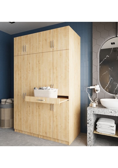 Megan Çamaşır Ve Kurutma Makinesi Dolabı Banyo Dolabı Meşe Meşe