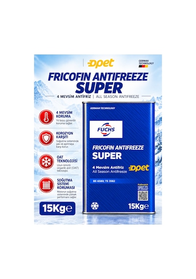 Opet Fuchs Fricofin Super Antifriz 15 Kg Konsantre 4 Mevsim Mavi Antifriz