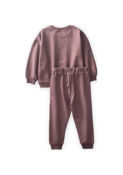 Cigit Basic Karyoka Detaylı Sweatshirt Takım 3-8 Yaş Mürdüm Mürdüm