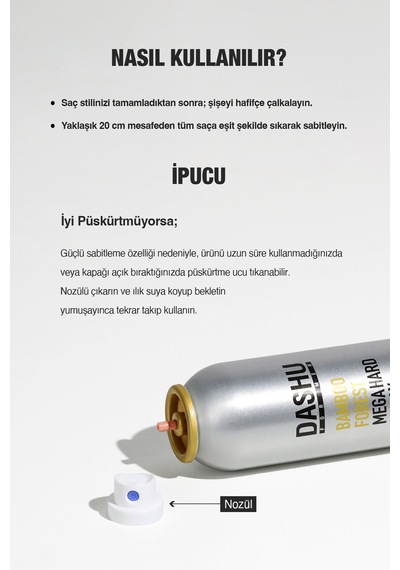 Mat Bitişli Hacim Sunan Ultra Güçlü Saç Sabitleyici Sprey Dashu Formen Bamboo Forest Mega Hard Spray