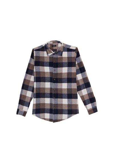 Tudors Erkek Slim Fit Dar Kesim Kareli Kışlık Oduncu Gömlek-42328 Lacivert