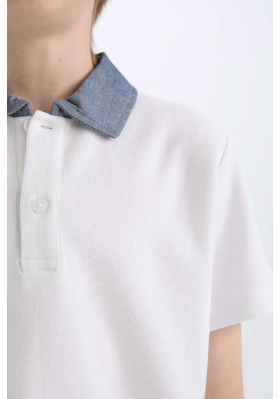DeFacto Erkek Çocuk Polo Yaka Basic Düz Kısa Kollu Tişört D9254A825SMWT34