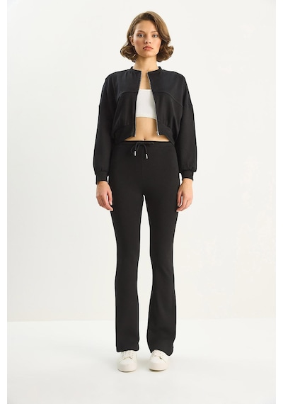 Shade Kadın Yarasa Kol Crop Hırka İspanyol Pantolon Modal Alt-üst Takım 4059 60283731 - Siyah