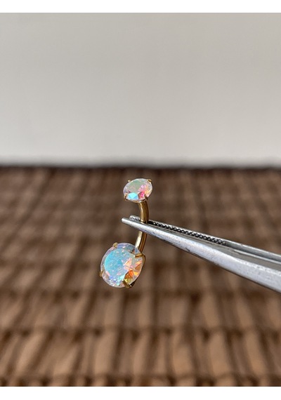 Yüksek Kalite G23 Titanium Rengarenk Hareli Parlak Zirkon Taşlı Titanyum Göbek Piercingi Taş 10mm Altın
