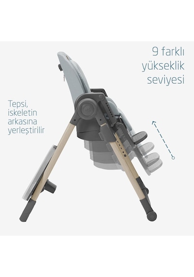 Maxi-Cosi Minla 6'sı Bir Arada  Ahşap Görünümlü Mama Sandalyesi Beyond Grey Eco