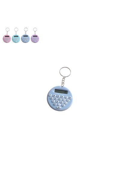 Mavi Yuvarlak Mini 8 Haneli Hesap Makinesi Anahtarlık 1 Adet Ebat: 5 CM x 5 CM